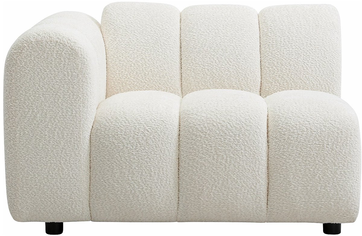 Vente-unique Fauteuil met rechtse rugleuning - Hoek links - Boucléstof - Gebroken wit JUTINI