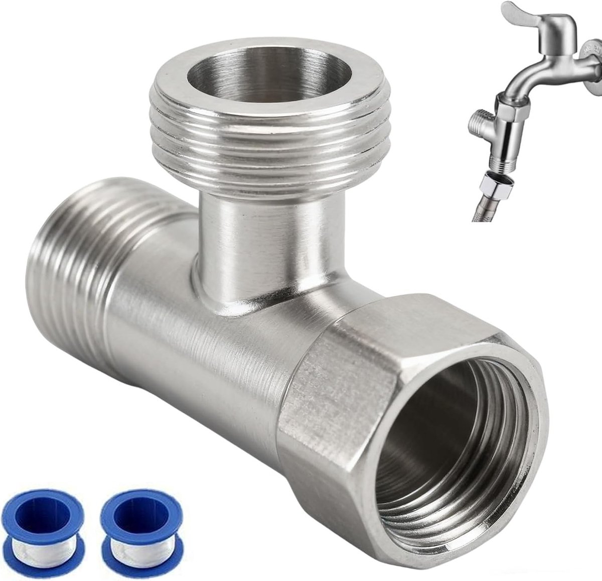 Omschakelklep douche - Chroom - T-stuk Messing G1/2 Inch - 3-Weeg Wateraansluitverdeler - Voor Verwarming en Sanitair