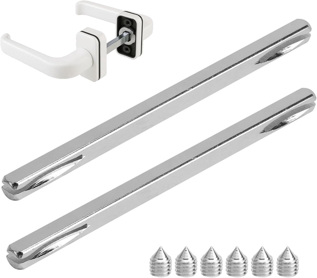 Vierkante pinnen voor deurhandgrepen - M6 crankpin ijzeren pinnen voor het bevestigen van deuraccessoires en handgrepen - Set van 2 stuks met extra onderdelen