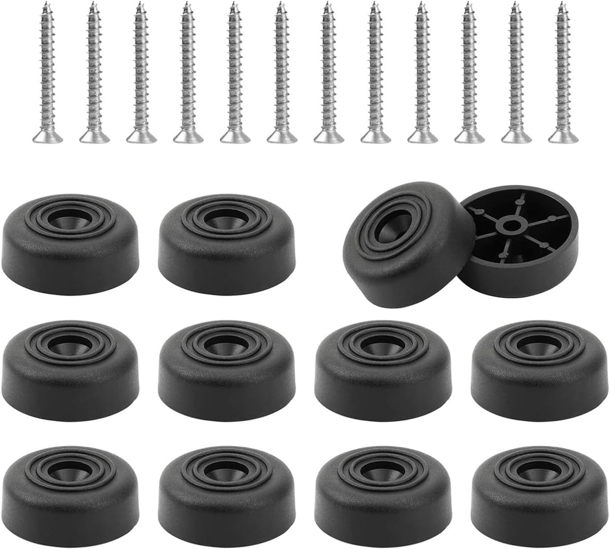 12-delige set zwarte meubelpootjes met schroeven voor banken, kasten en tafels - Ideaal voor meubels, stoelen en opbergmeubels (3.3 x 1.3)