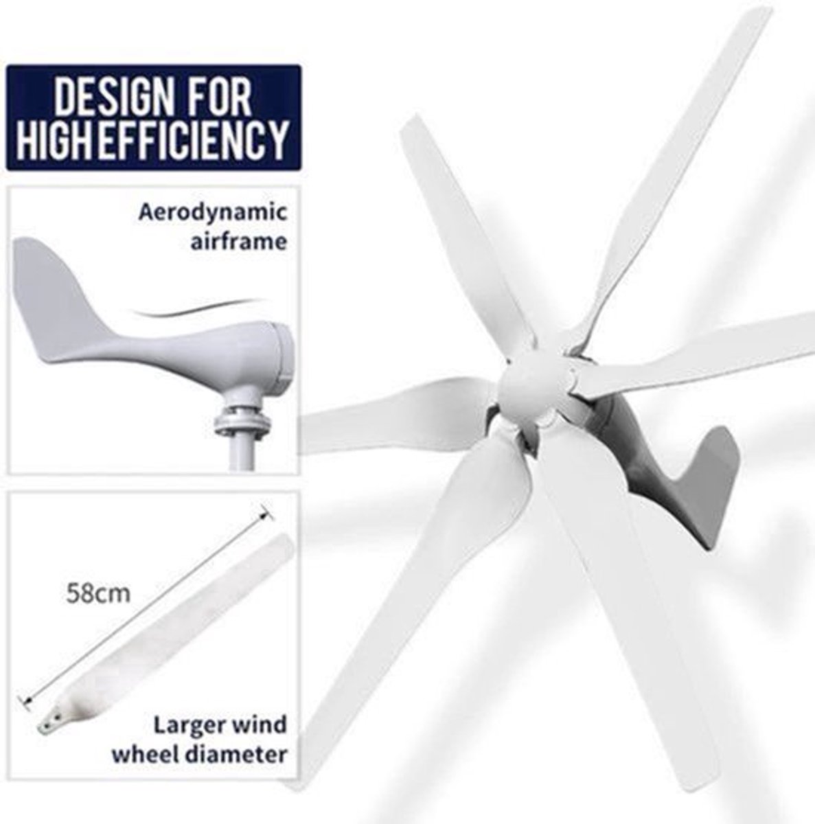 3000W Verticale Windturbine – Windgenerator – Windmolen – Windenergie Generator – Off-Grid Turbine 12V DMPPT Controller – Geruisloos Ontwerp – Aluminium Behuizing