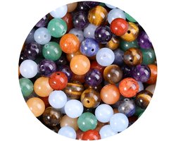 CrystalTears 8 mm chakra kristallen stenen kralen voor het maken van sieraden, 100 stuks kleurrijke ronde 7 chakra - ShopVlot