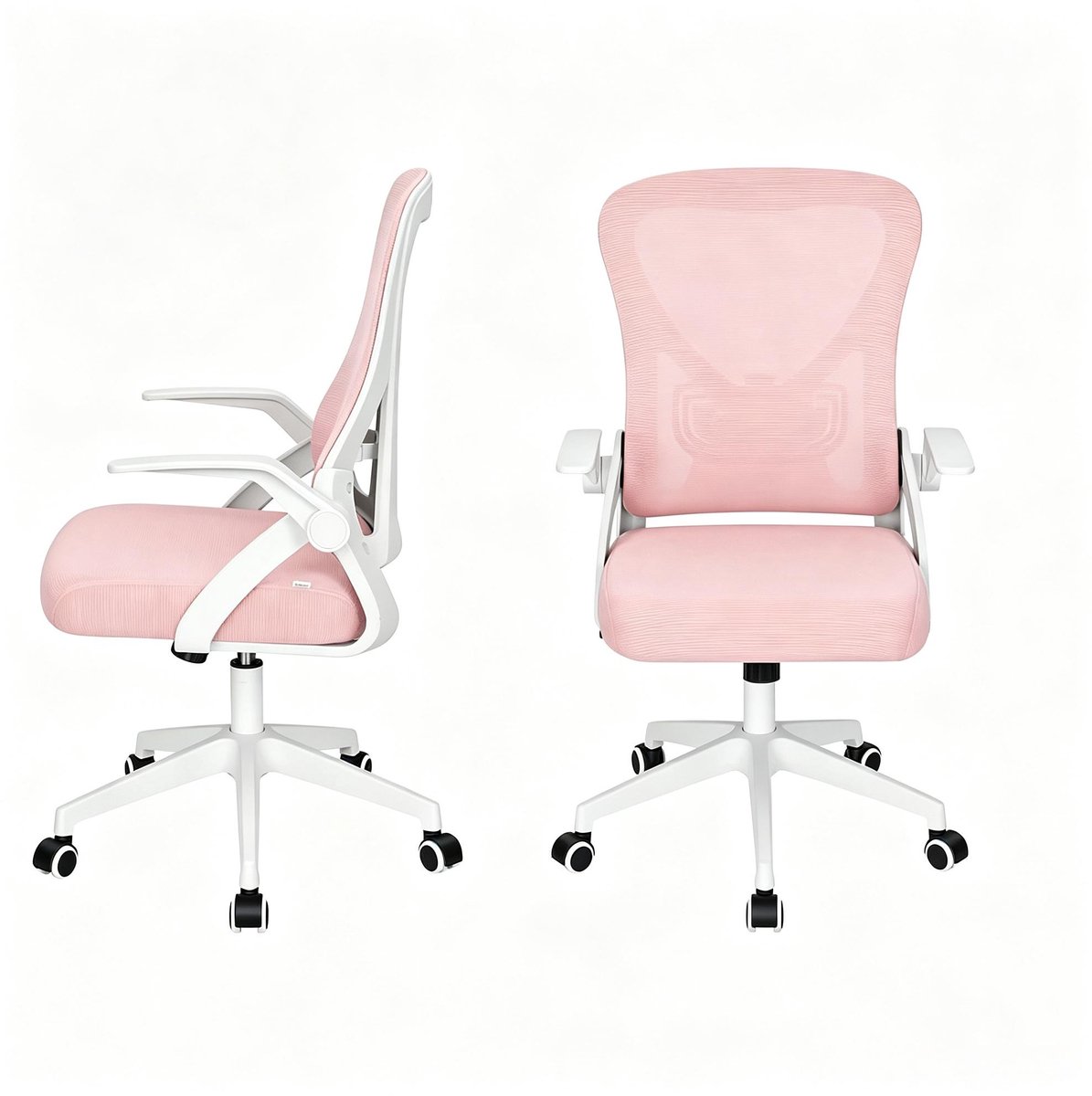 Ergonomische bureaustoel roze - Comfortabele bureaustoel voor thuiswerkplek - Draaistoel - Ademend mesh en opklapbare armleuningen - Roze