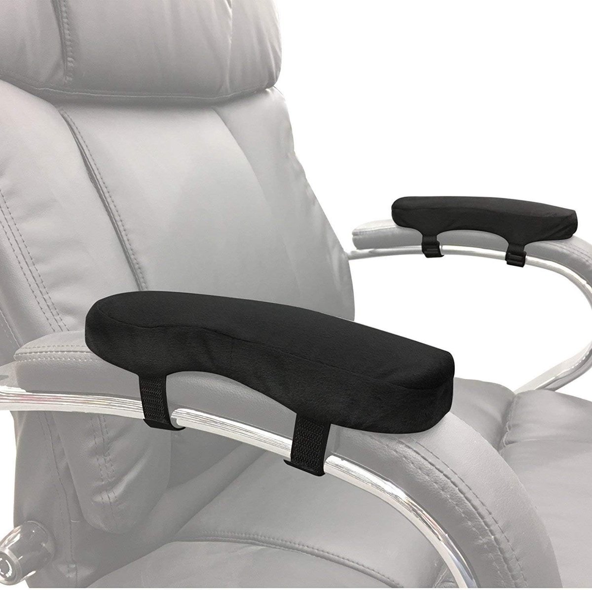 Ergonomische Armsteun Kussens voor Kantoor- en Gamingstoelen - Geheugenfoam, Antislip, Ondersteuning voor Elleboog (Zwart)
