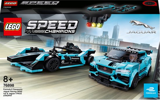 LEGO Speed Champions Formula E Panasonic Jaguar Racing GEN2 car & Jaguar I-PACE eTROPHY 76898
