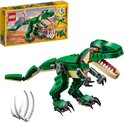 LEGO Creator doos met groene T-Rex, vliegende dinosaurus en kleinere dinosaurus.