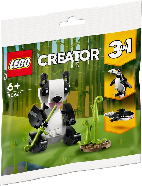 LEGO Creator verpakking met een panda, pinguïn en orka van LEGO-stenen.