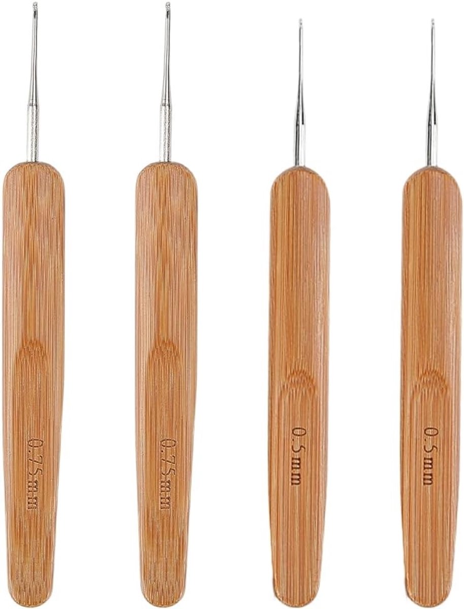 Haken voor dreadlocks met bamboe handvatten, 0.5/0.75 mm, DIY haarstyling tools en accessoires voor het vlechten van dreadlocks