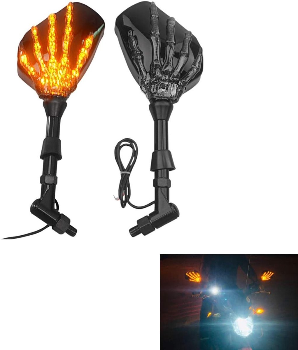 Motorfiets zijspiegel met LED Demon Light voor V-Star XVS 650 950 1100 - Perfecte vervanging, stijlvol ontwerp en verbeterde zichtbaarheid