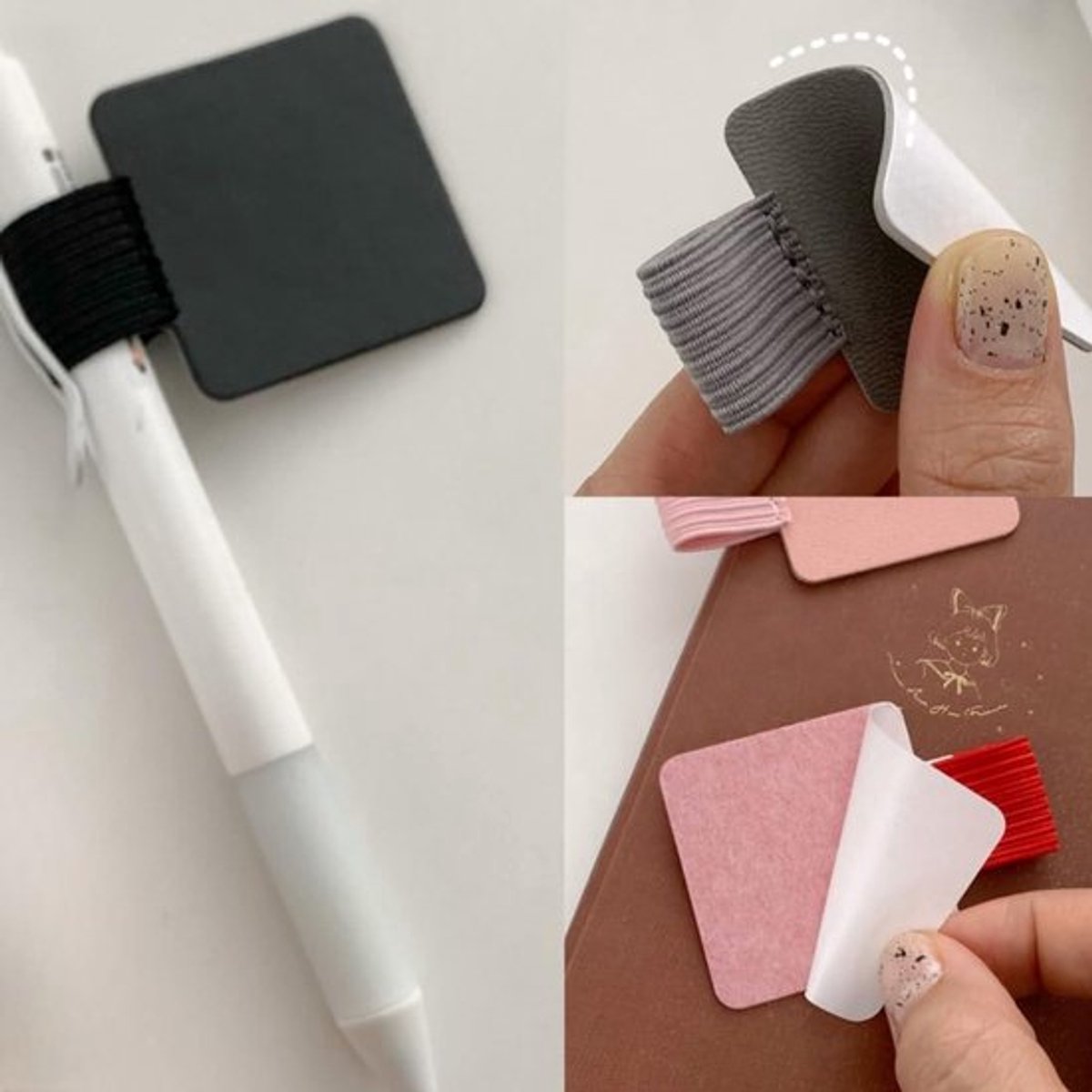 Allecto Plus - Zelfklevende Pennenlusjes van PU-Leer voor Dagboek - Elastische lus