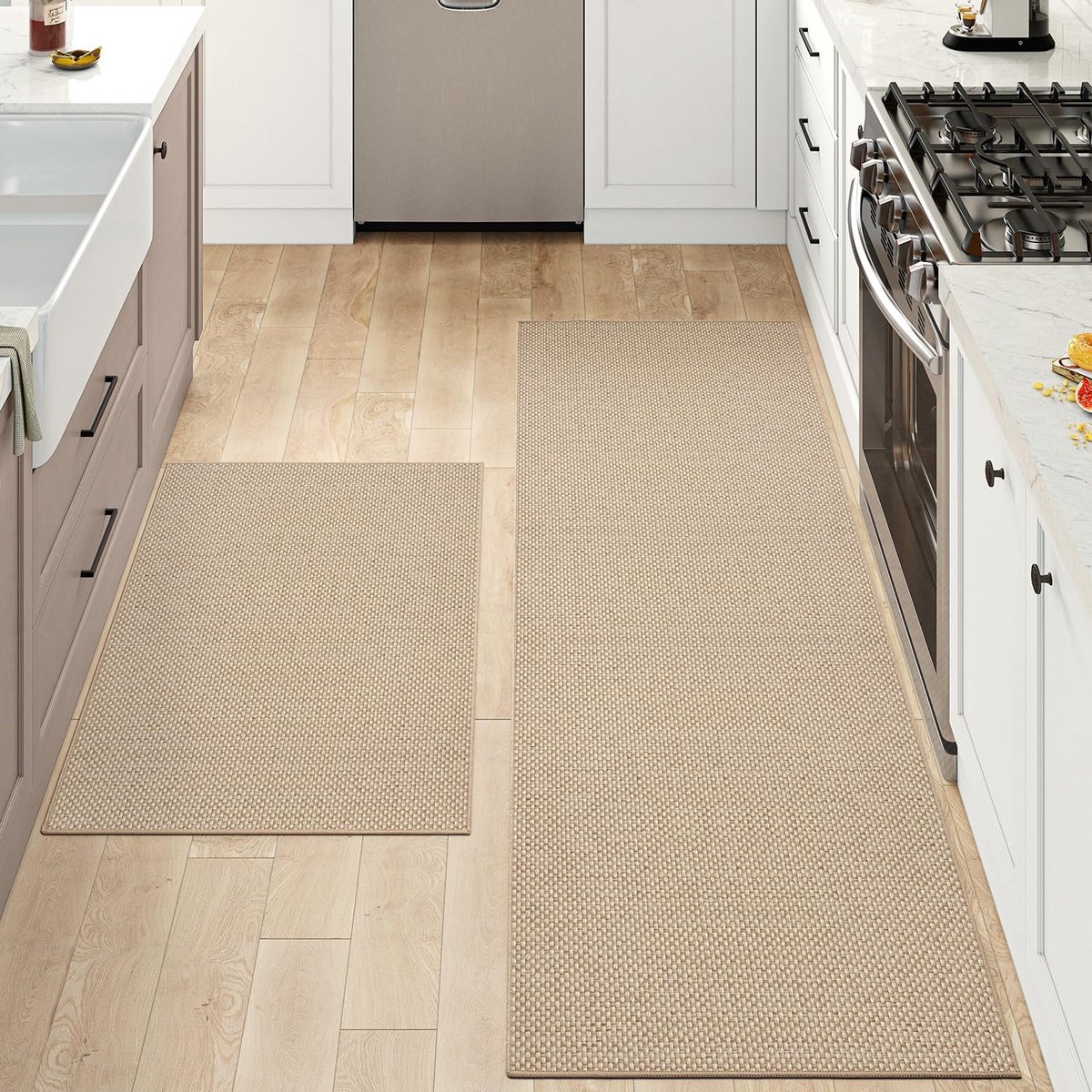 Keukenloper - 43 x 150 cm - Rubber - Antislip - Beige