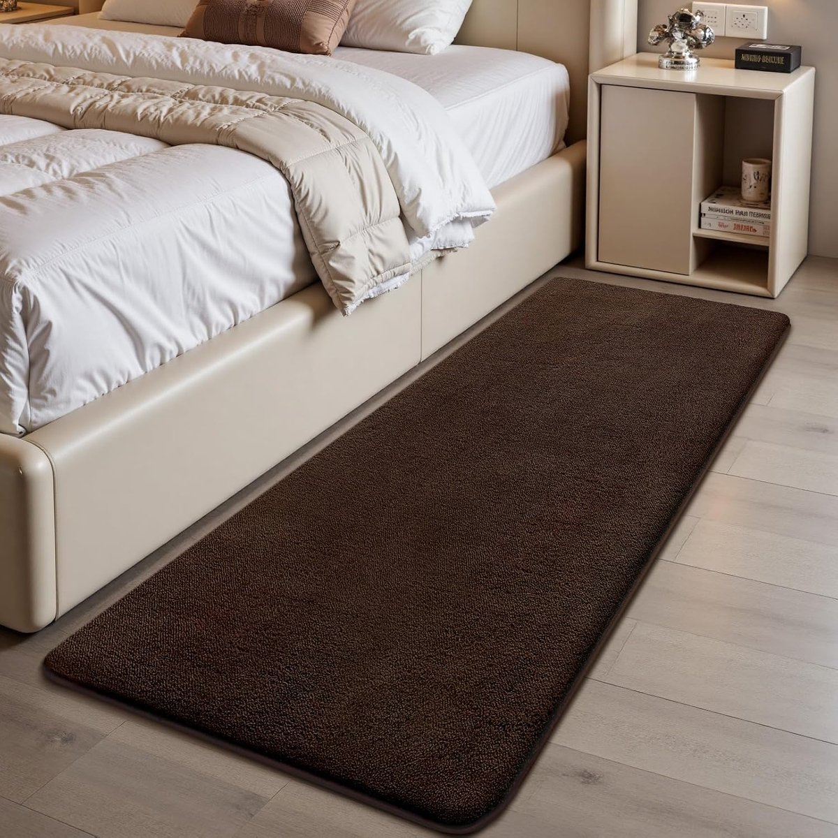 Tapijtloper - 60 x 120 cm - Polyester - Laagpolig - Modern - Antislip - Machinewasbaar - Bruin