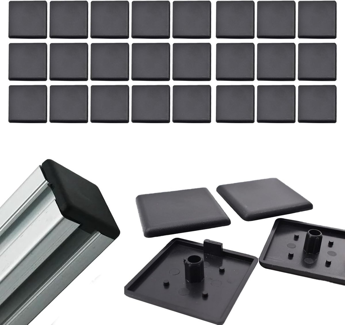 40 Stuks Eindkappen voor Aluminium Profielen 20 x 20 mm - Beschermkappen voor Constructie, Duurzaam en Stevig