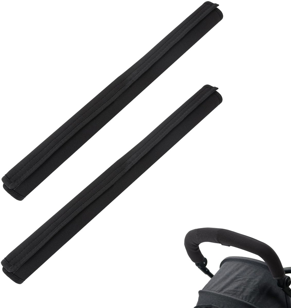 Kinderwagen Handvat Bescherming - Afneembaar Antislip met Zachte Grip - 2-delige set, Zwart
