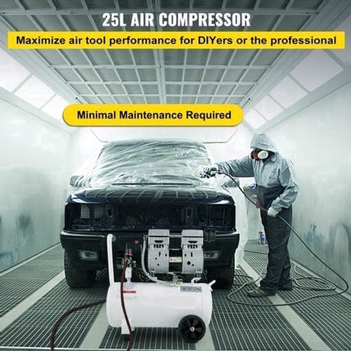 Luchtcompressor – Compressor – Aircompressor – Olievrij – 25 Liter Tank – 115 PSI Druk – Stil En Krachtig
