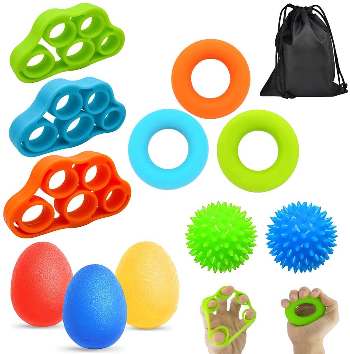 Vingertrainer Handtrainer Ballen Set - voor Vingerkracht Training