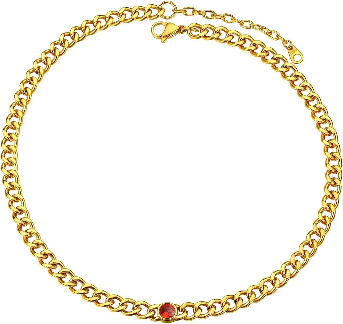 Dikke Cubaanse Choker voor Dames, Verstelbaar van 46+5CM, Gouden RVS Ketting in Cadeauverpakking