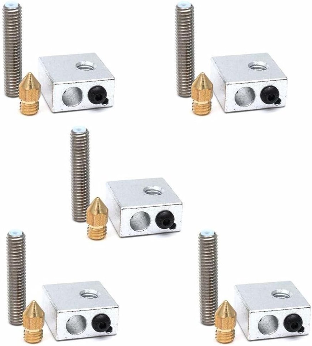 5-delige verwarmblok, Gola en nozzle set voor 3D-printer - Perfect voor precisieprinten, hobbyprojecten en filamentoptimalisatie