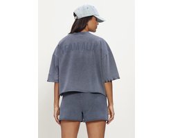 Alix The Label Ladies Knitted Cut Seam Sweat T-shirt Dames - Topjes - Blauw - Maat XL