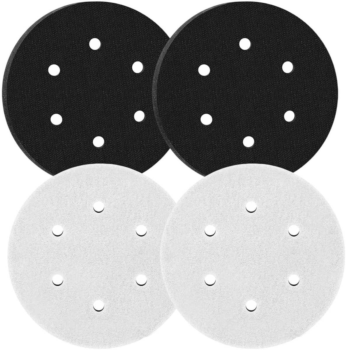 Set van 4 Stuks 150 mm Polijstpads met 6 Gaten - Zachte Schuim Pads voor Schuren, Polijsten en Afwerken van Oppervlakken, Lichtgewicht en Praktisch voor Diverse Toepassingen
