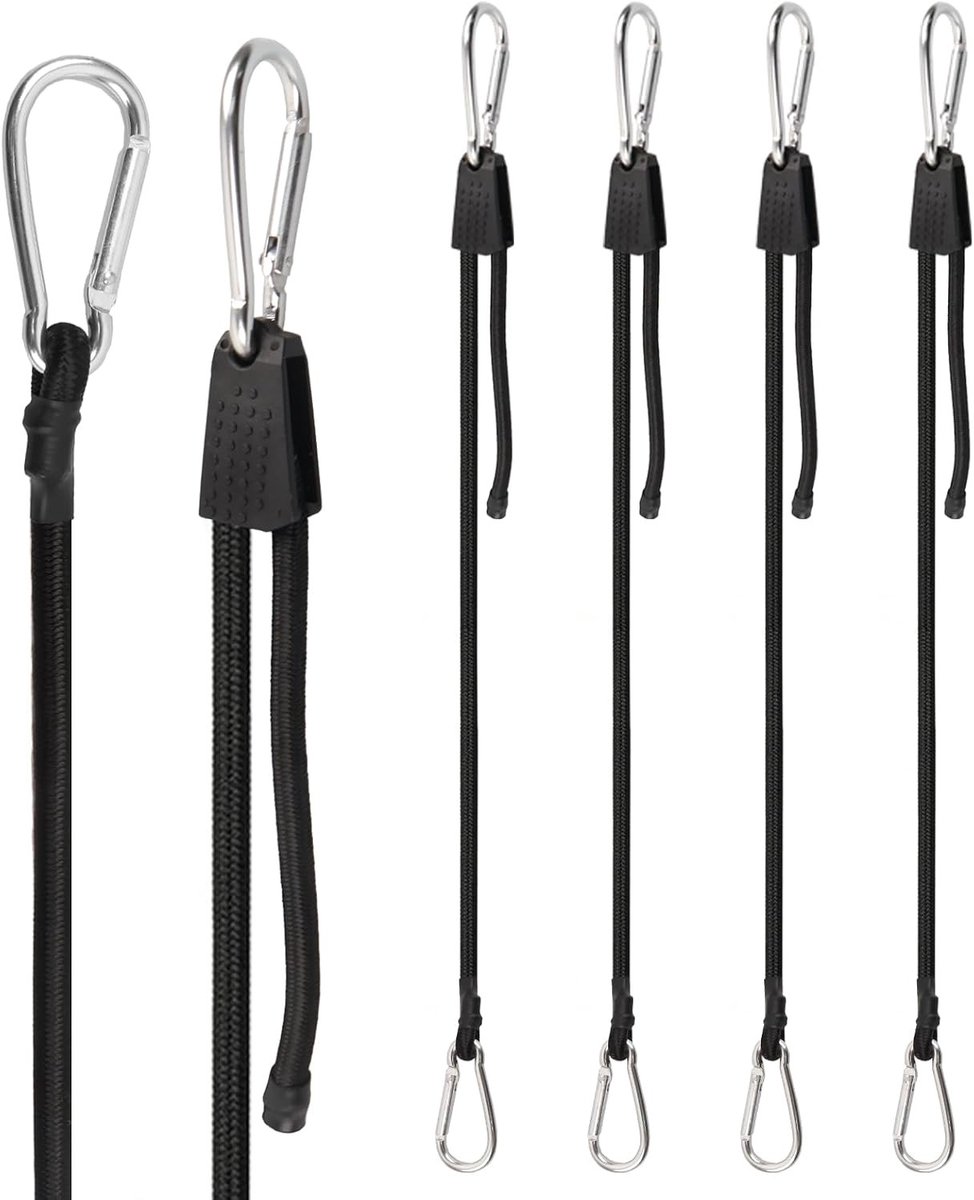 Fiets sleeptouw - Zwart - 75 cm - Verstelbare Bungeekoorden met Karabijnhaken - Elastisch voor Bagage en Vervoer