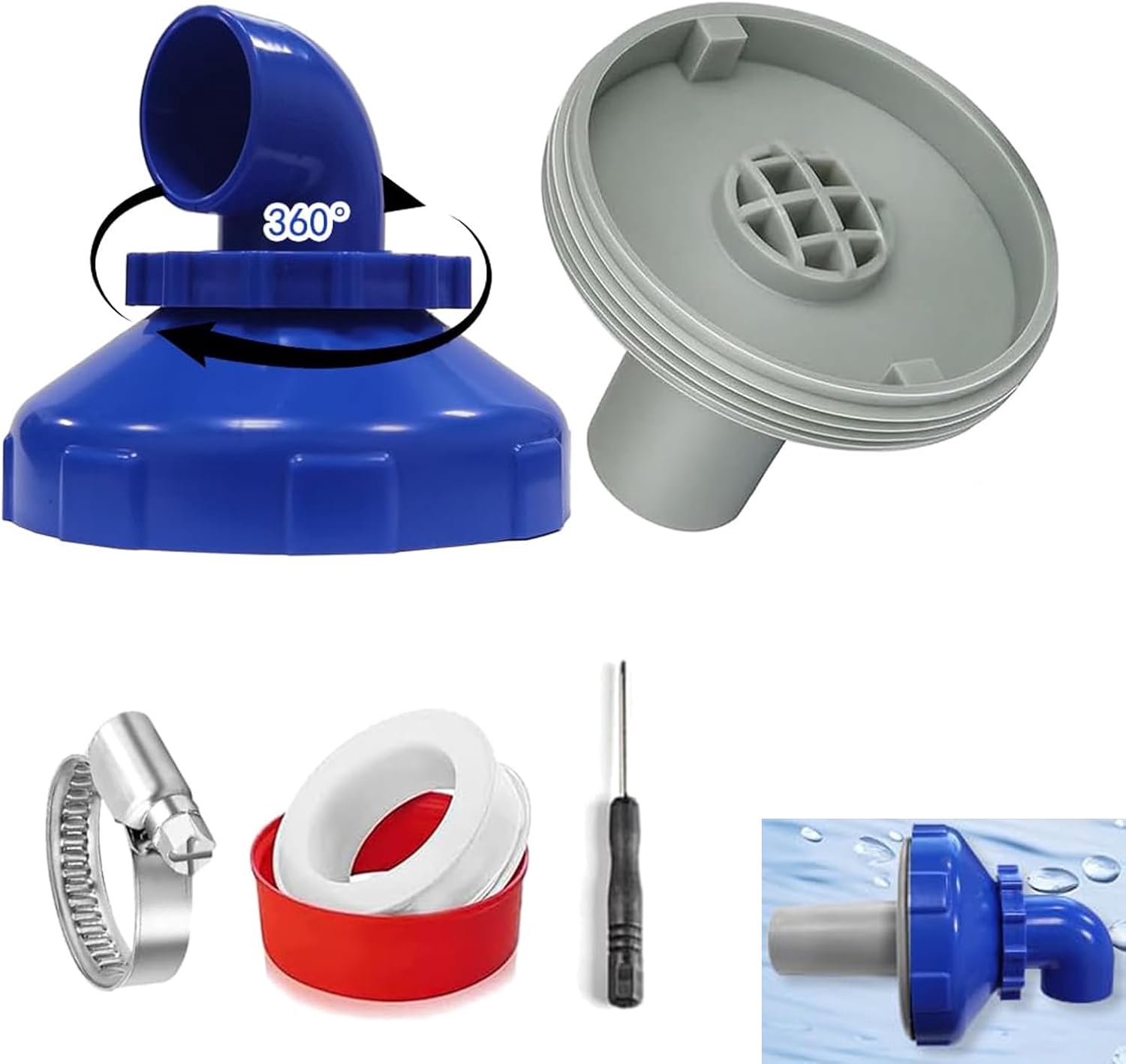 Zwembadmondstuk 360° draaibaar - 32/38 mm - inlaatmondstuk voor stalen wandzwembad - optimale watercirculatie - ServiceTopper