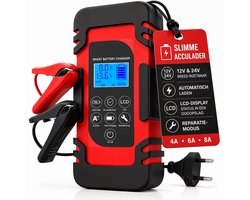 Strex Acculader - 12/24V 4/6/8A - Reparatiemodus - Voor Auto / Motor / Scooter / Boot / Camper