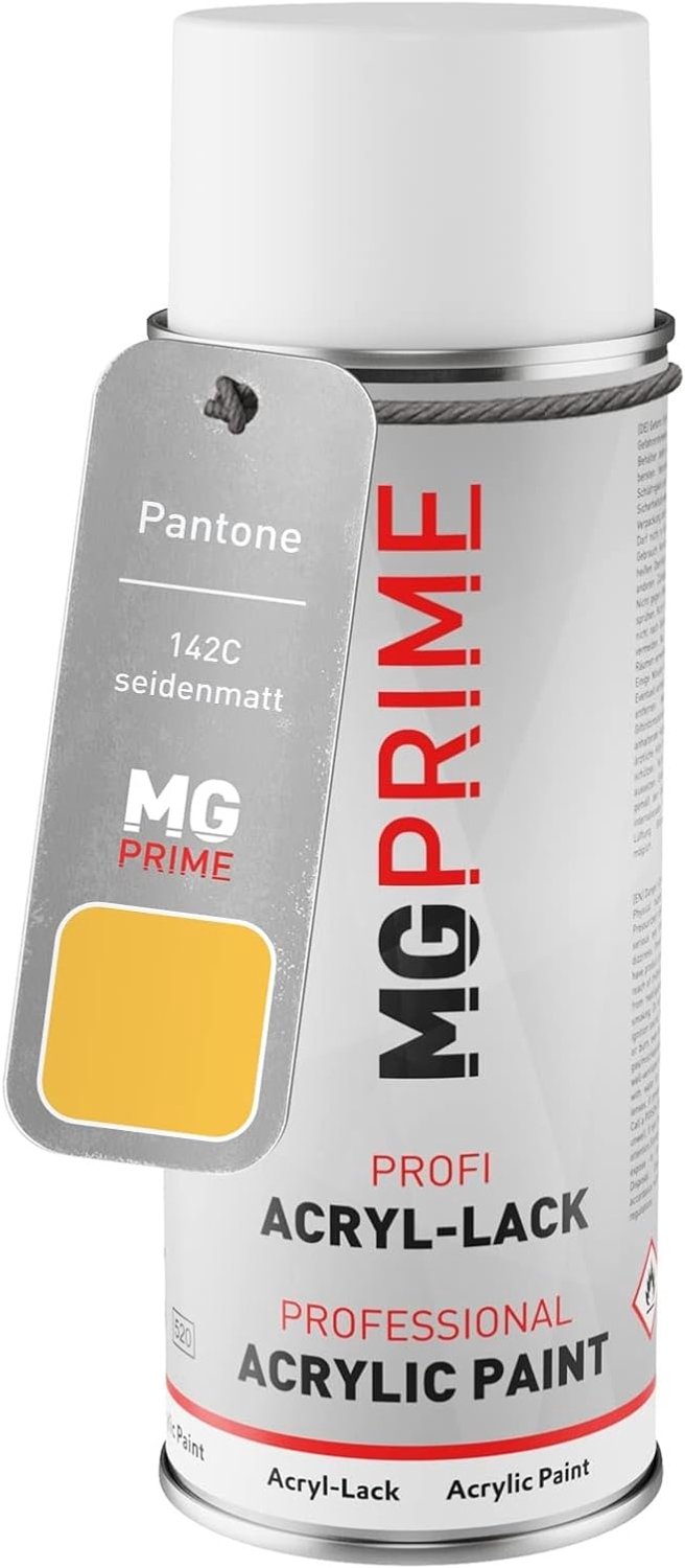Acryllak spuitbus 400ml - Pantone 142C Yellow - sneldrogend - ideaal voor carrosseriedelen - Vemera