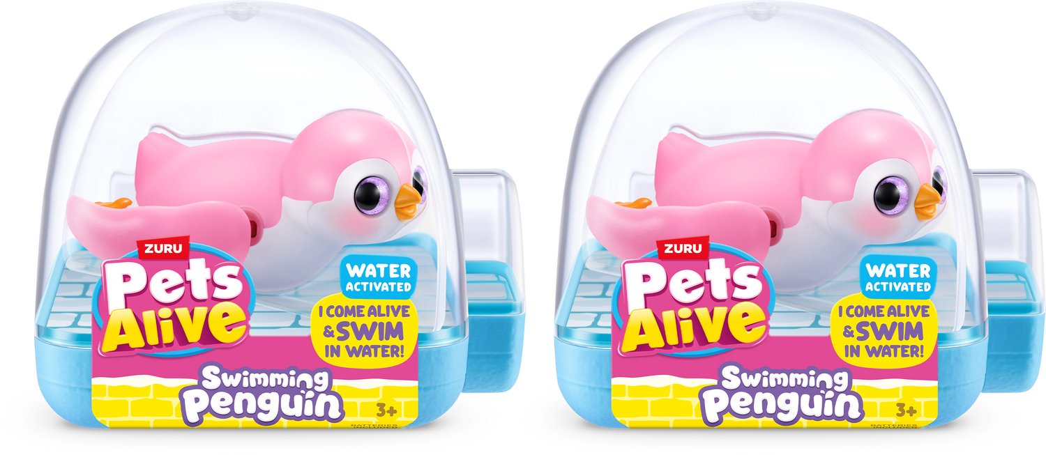 ZURU Pets Alive Zwemmende Pinguïn 2-pack (roze) - Badspeelgoed