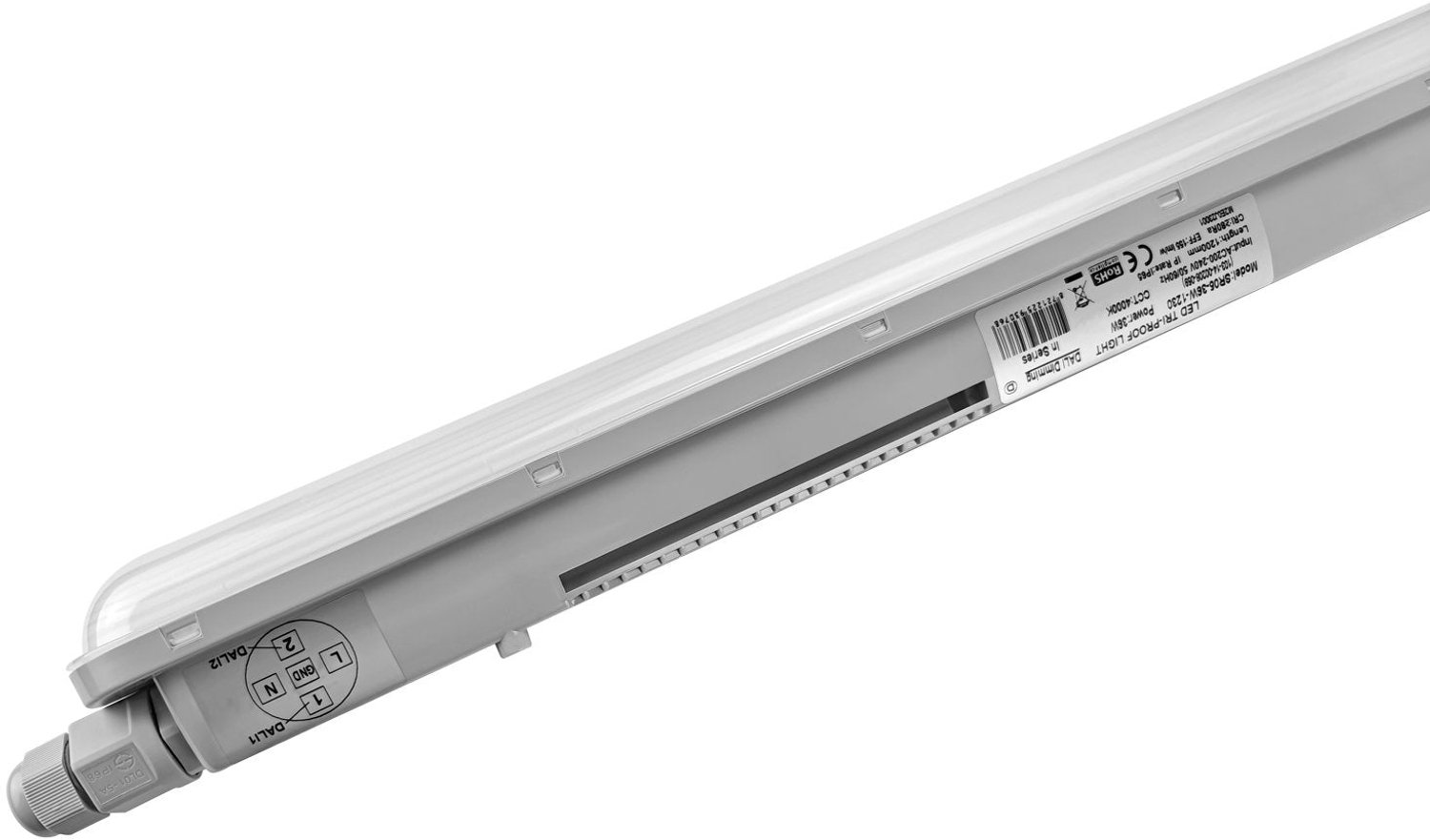 Tsong TL armatuur Tri Proof 1200mm 36W 5580lm - Daglichtwit 6000K - DALI dimbaar - Koppelbaar - IP65 - 230V
