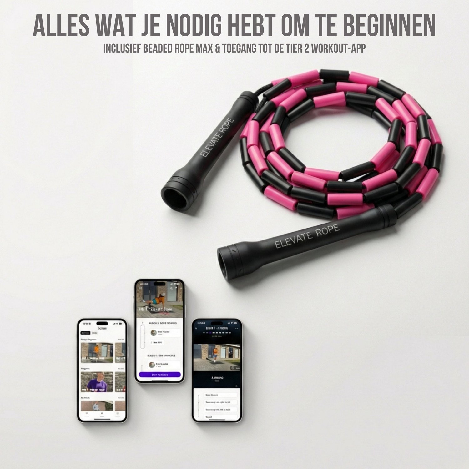 Elevate Rope Professioneel Beaded Springtouw - Verstelbare Jump Rope - Touwtje Springen voor Volwassenen en kinderen - Beaded rope - Conditie & Trucs - Binnen & Buiten Skipping Rope - Fitness Springtouwen — afbeelding 5