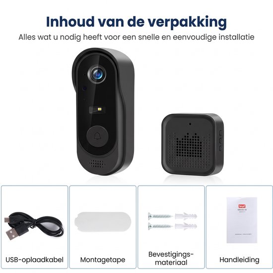 Qomfort Slimme Videodeurbel - Deurbelset - Camera & Nachtzicht - WIFI — afbeelding 2