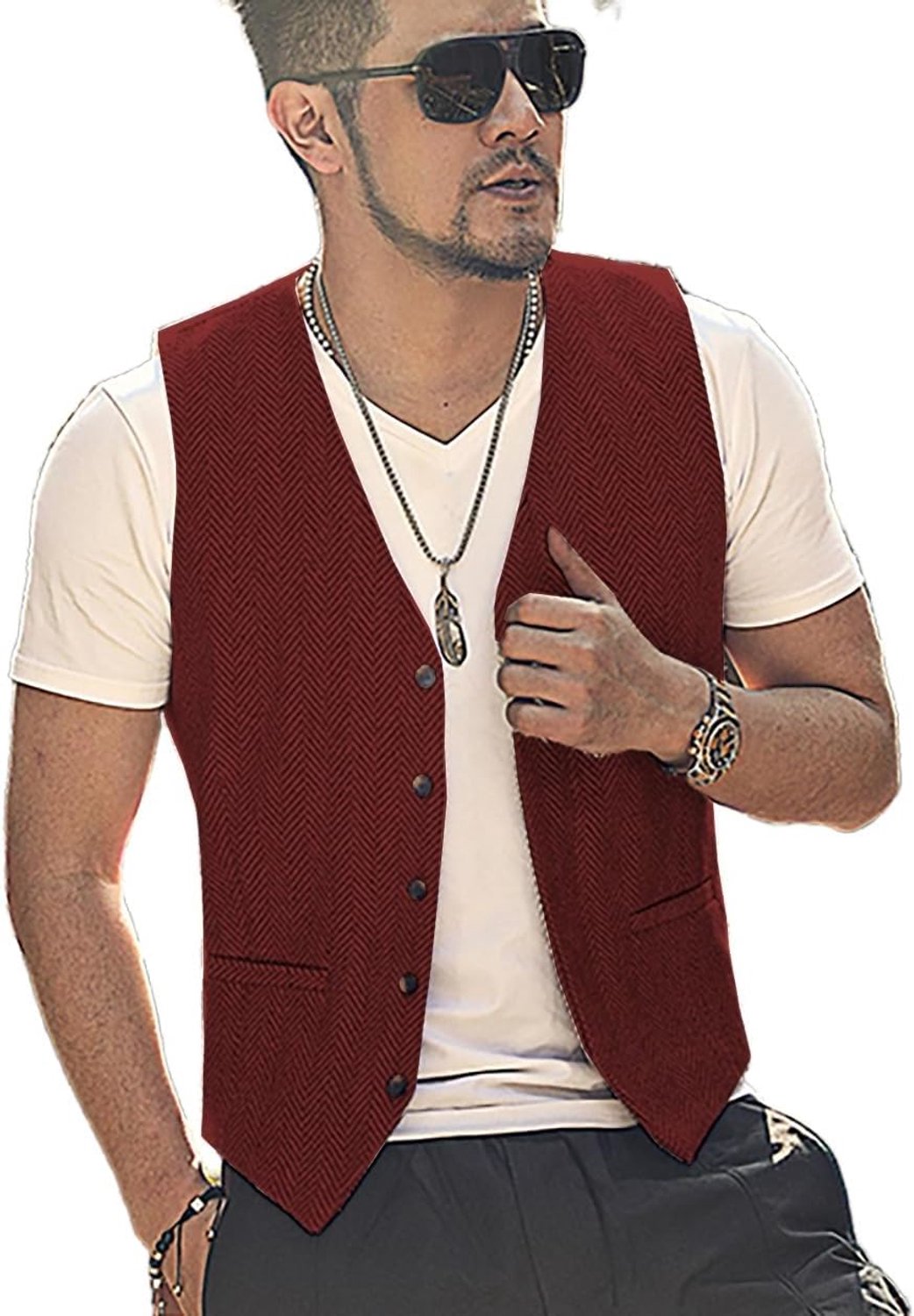 Tweed Weste Vintage Retro S-3XL
