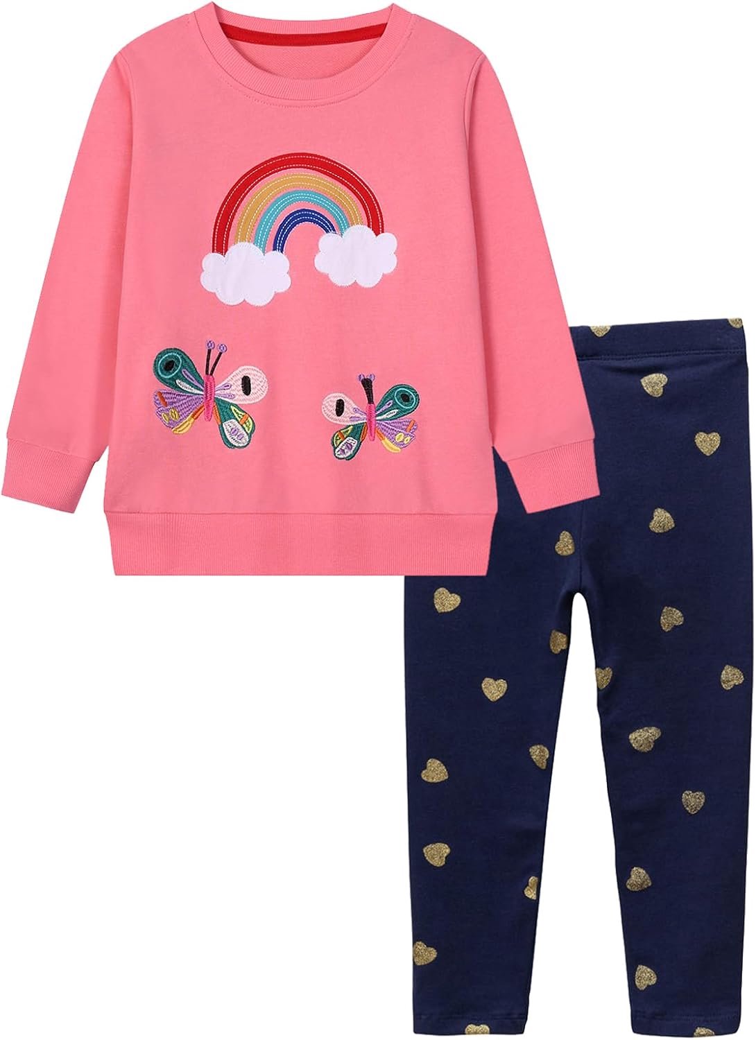 Kledingset lange tops kinderkleding katoen langarm trui top + legging 2-delig set 92-122
