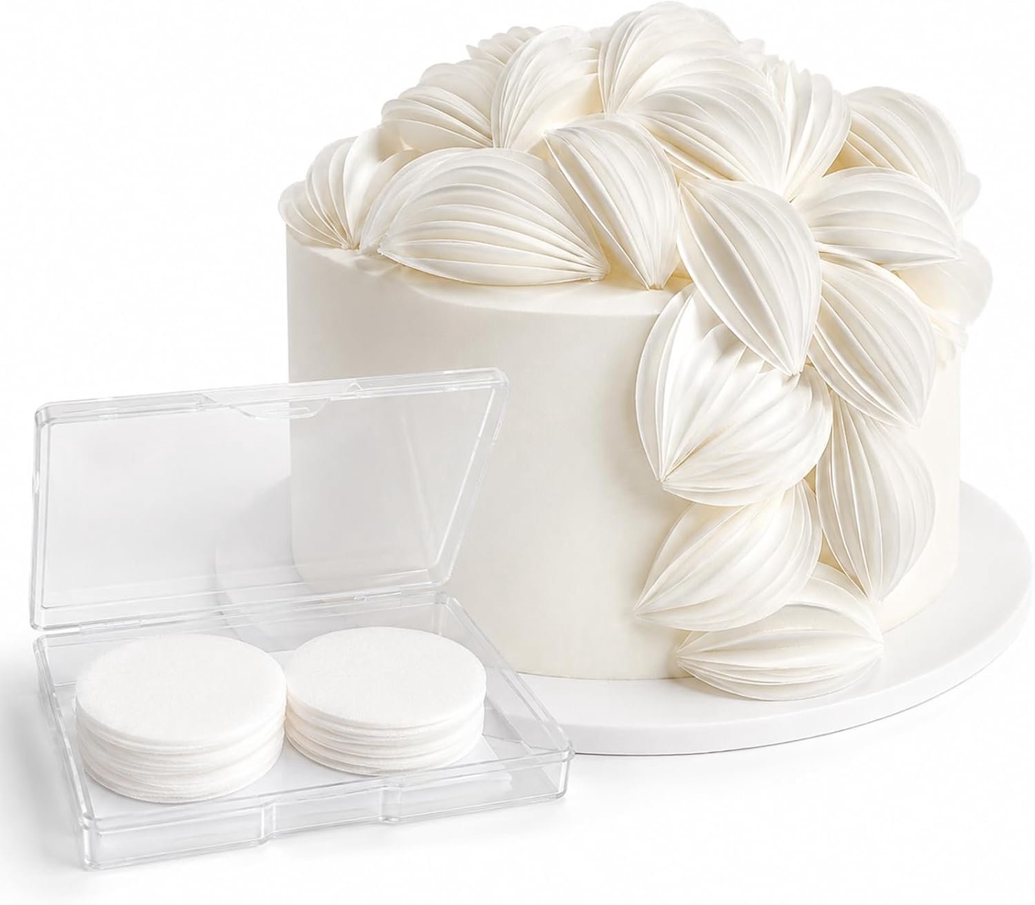 90 Stuks eetpapier taartdecoratie rond 5 cm wit