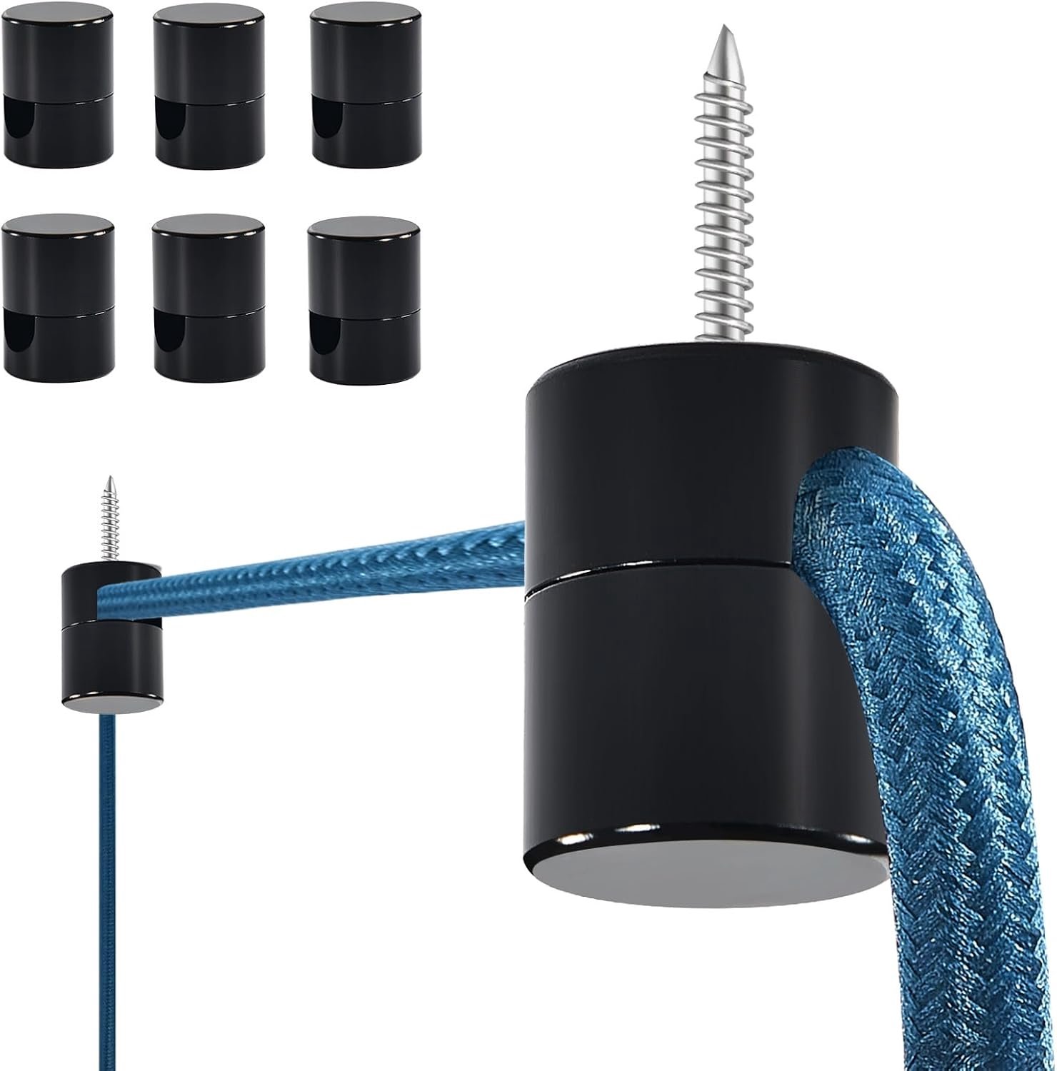 Deckenhaken voor lampen, zwart, 6 stuks