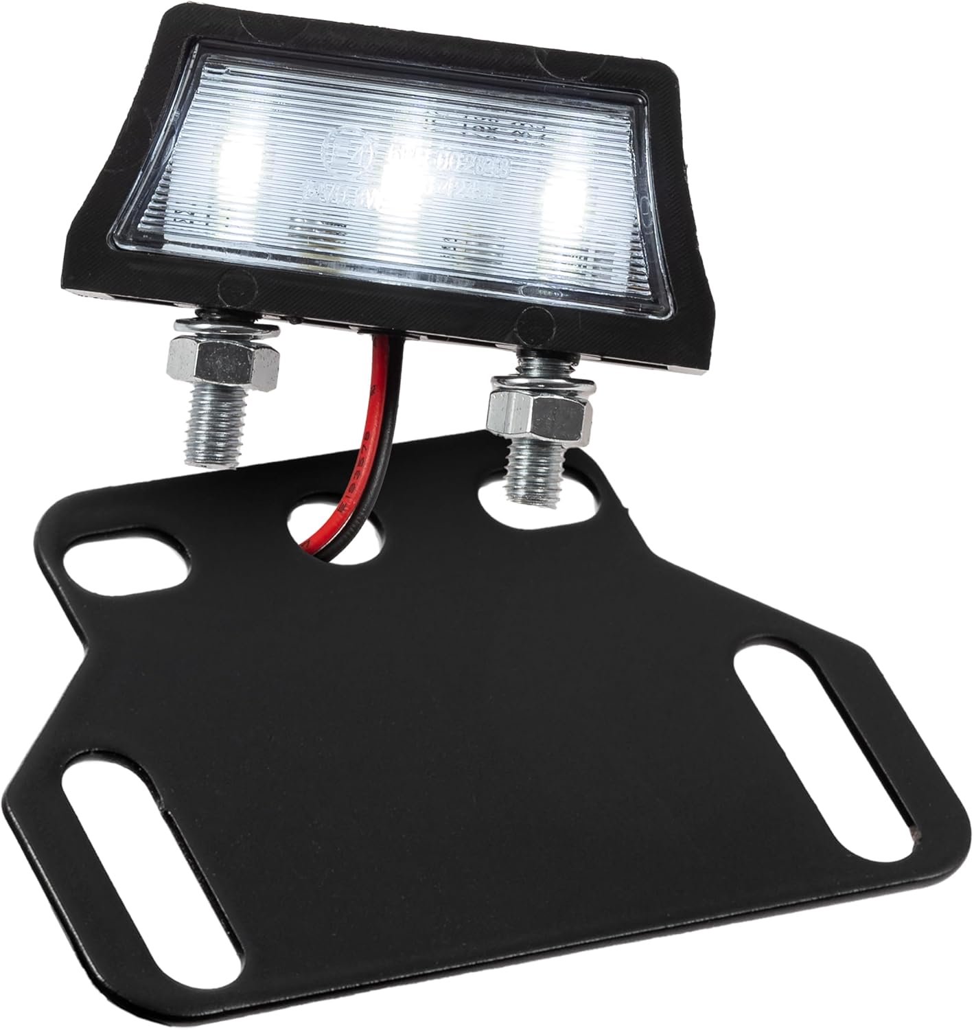 Kentekenplaatverlichting zwart - 47mm x 14mm x 20mm - incl. houder - universeel voor motorfiets en scooter - ServiceTopper