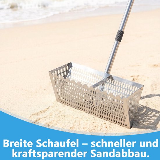 Strand Hark met Zeef - Roestvrij Stalen Zandvlooienhark 40 cm Breed — afbeelding 4