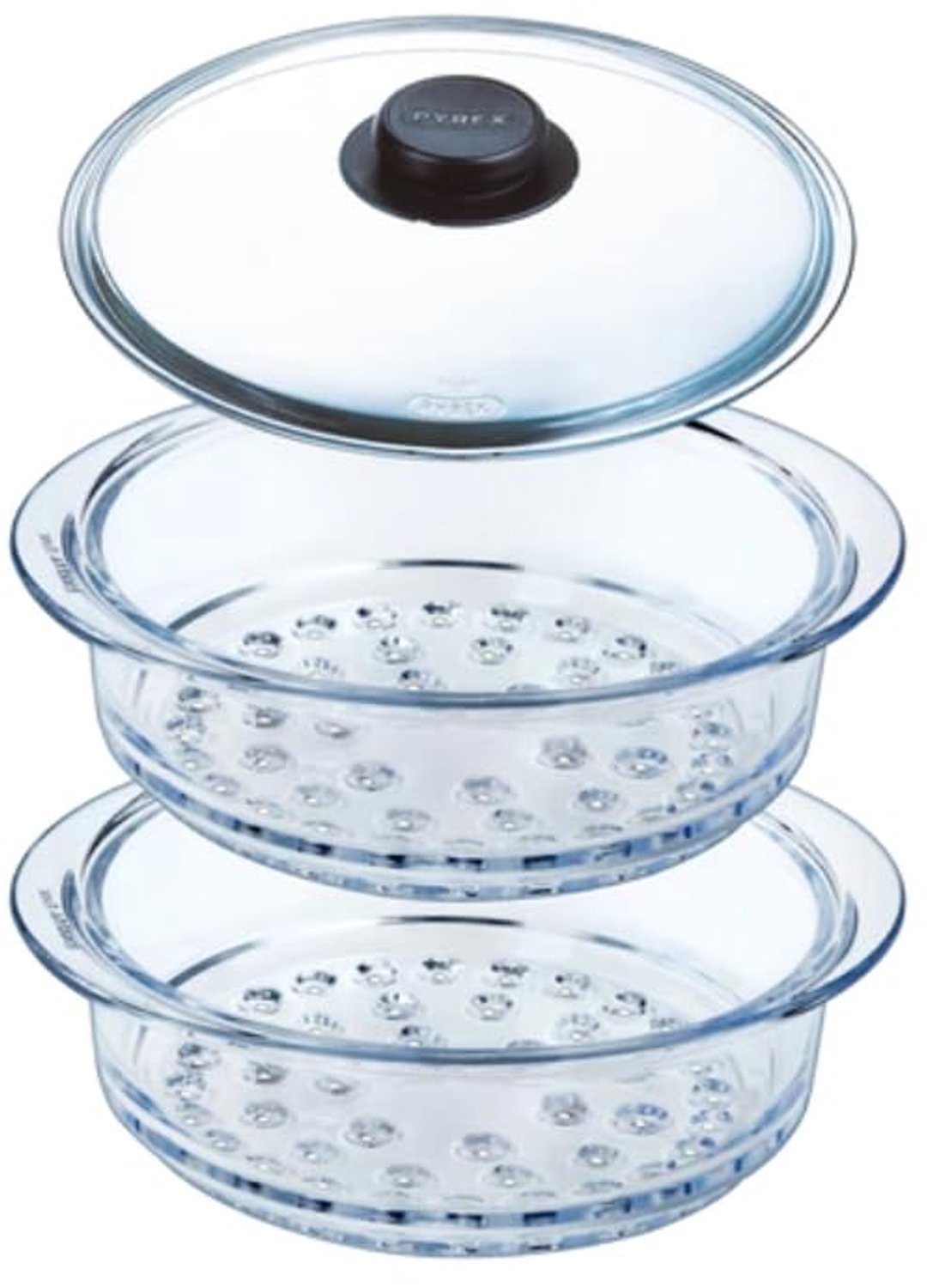 Dubbele Stoommand 20cm met Deksel - Borosilicaatglas - Made in France