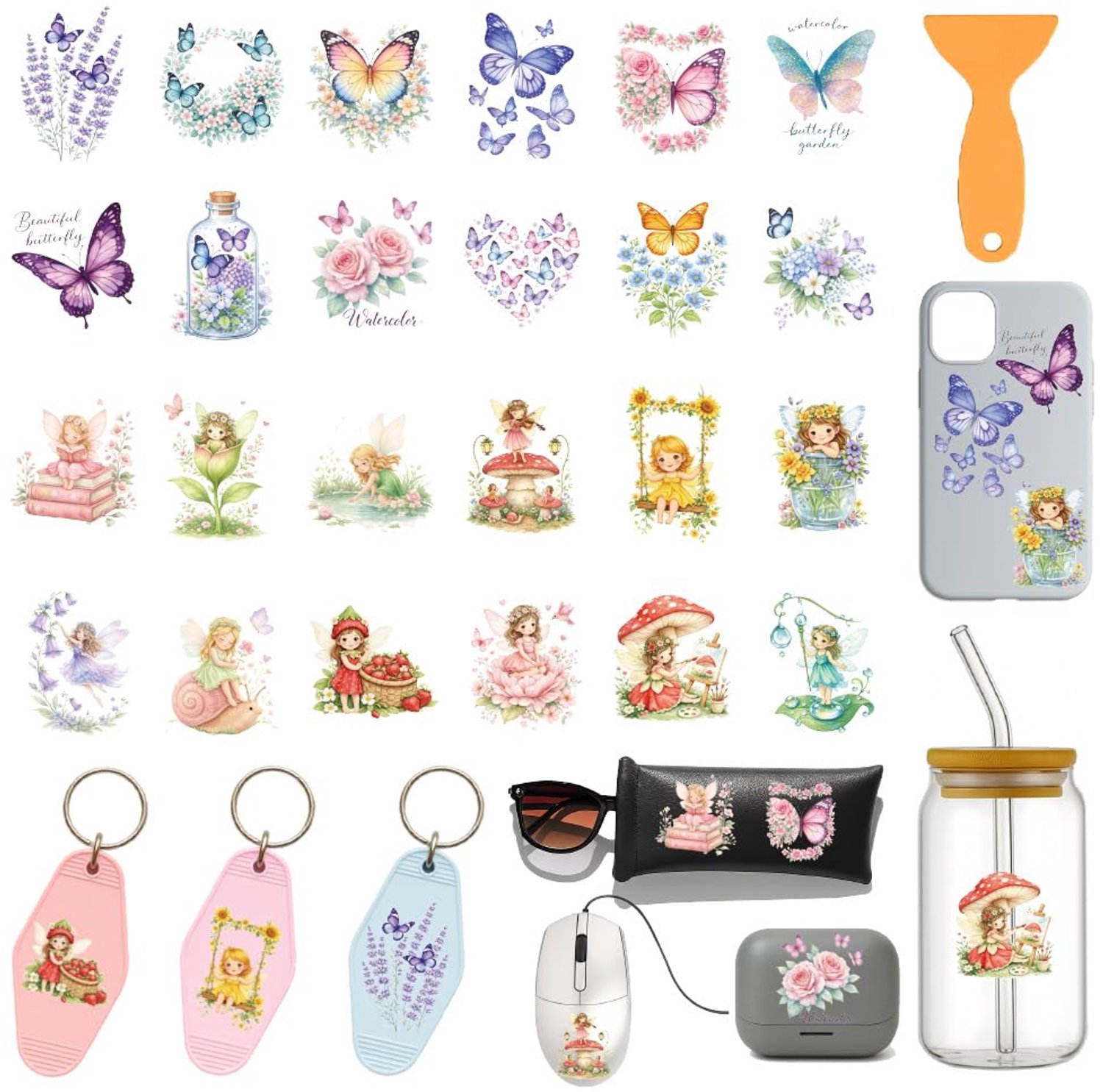 Set van 120 UV DTF Stickers voor Sleutelhangers