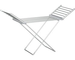 Elektrisch verwarmd wasdrogerrek met 2 uitschuifbare zijkanten, inklapbaar, frame van aluminiumlege, 144 x 53 x 91 cm