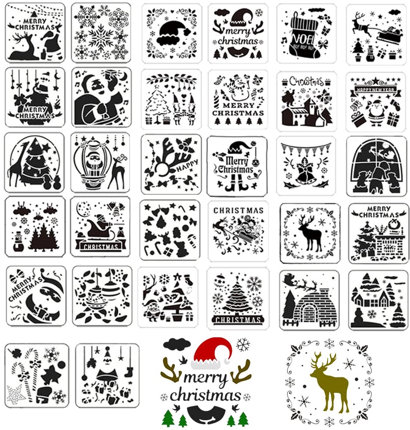 32 Stuks Kerst Schilderij Sjablonen voor DIY Creaties