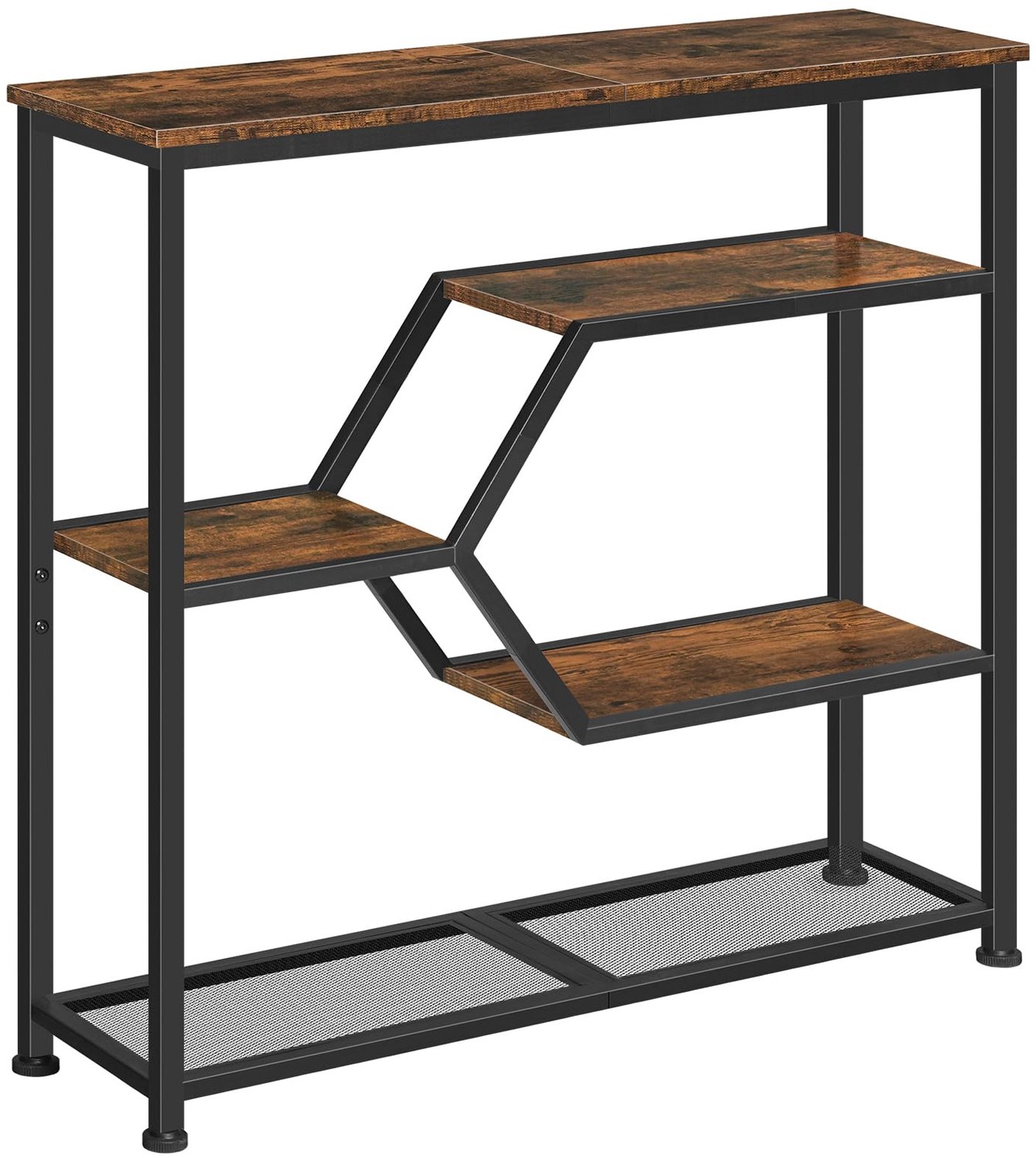5-Laags Console Tafel Smal Industrieel Design Vintage Bruin Zwart