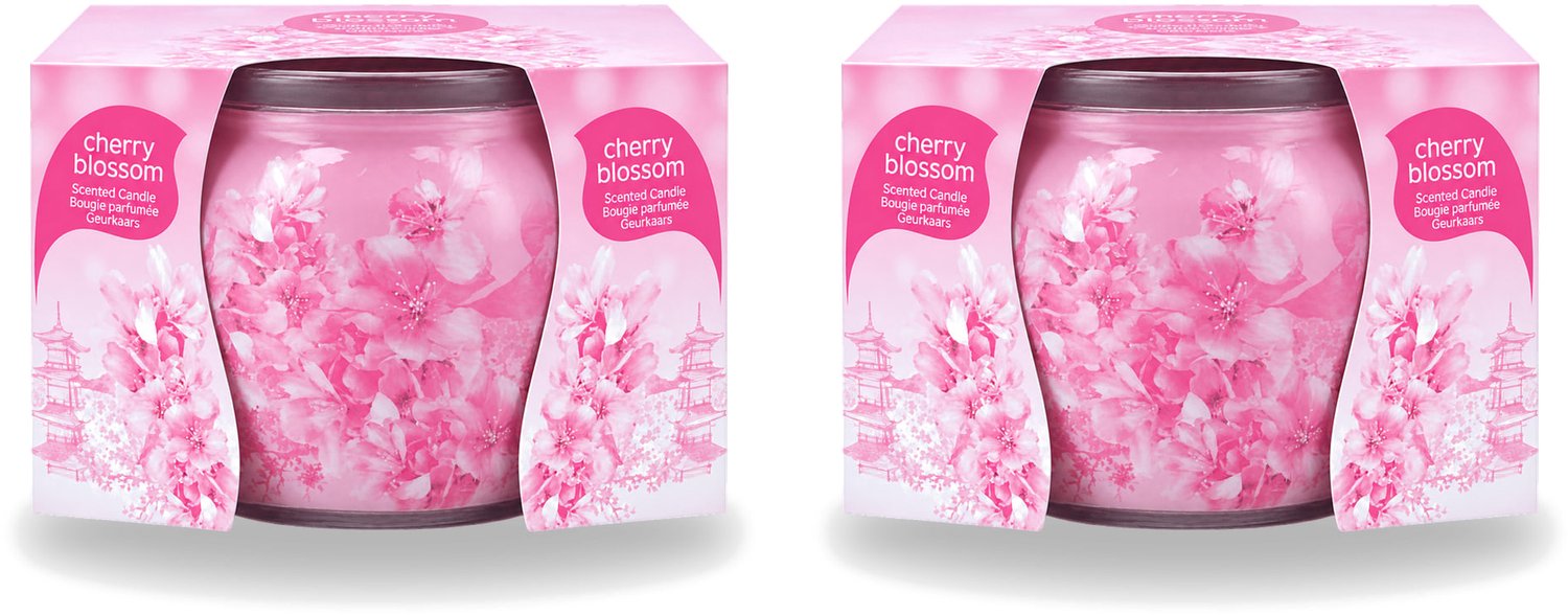 At Home 2 x At Home - Scents - Geurkaars - Cherry Blossom - 70 g - Voordeelverpakking - 2 stuks Roze