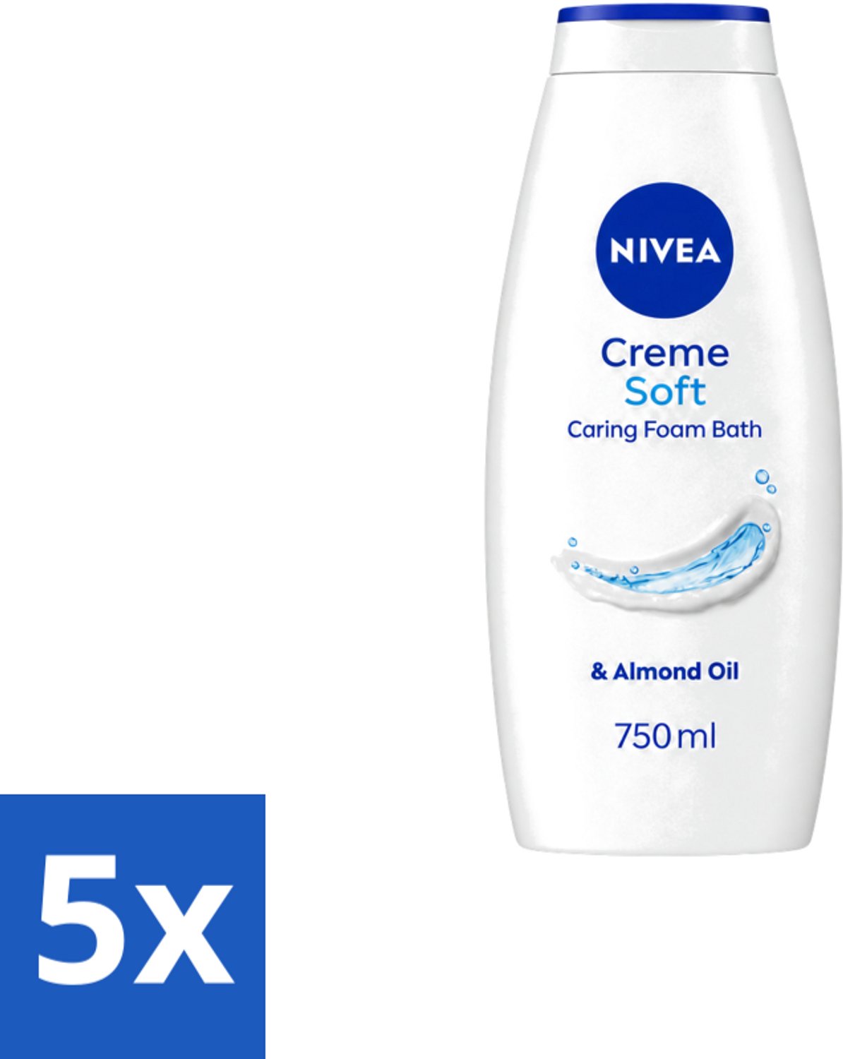 5 x Nivea – Douchegel – Creme Soft Caring Foam Bath – 750 ml - Voordeelverpakking - 5 stuks