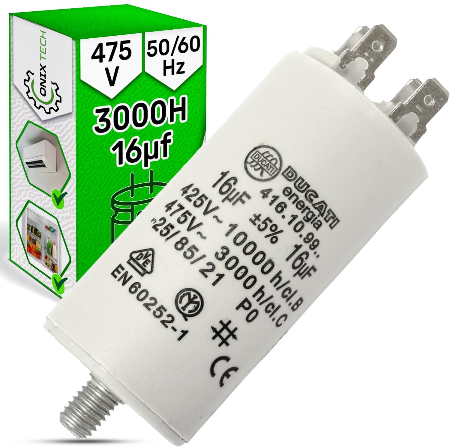 Universele Condensator 16uF voor Motoren