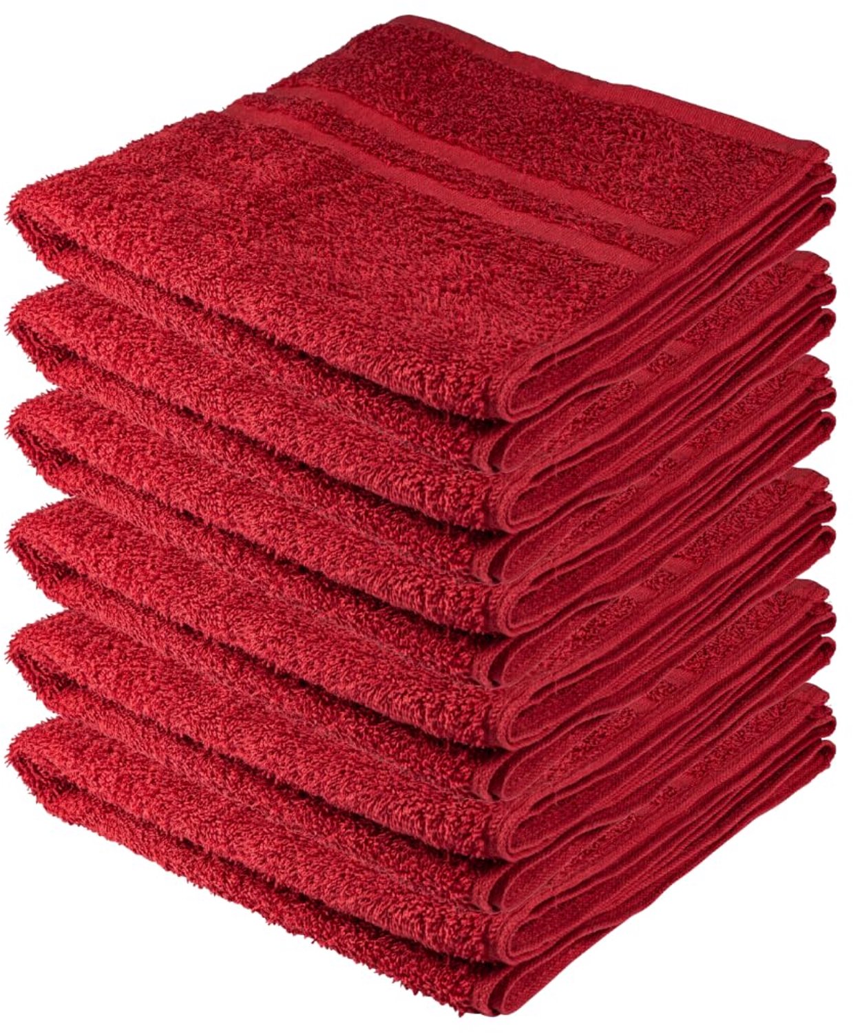 Premium Katoenen Handdoekenset van 6, 50 x 100 cm, Wijnrood