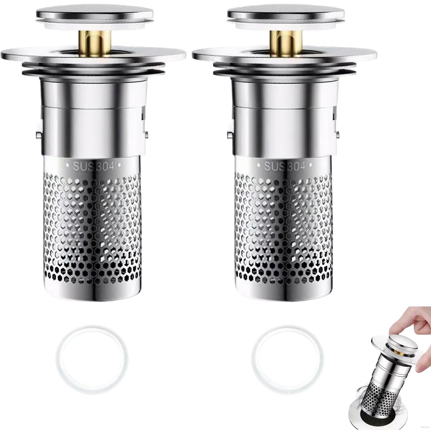 Universele Pop-Up Lavabo Stop met Filter