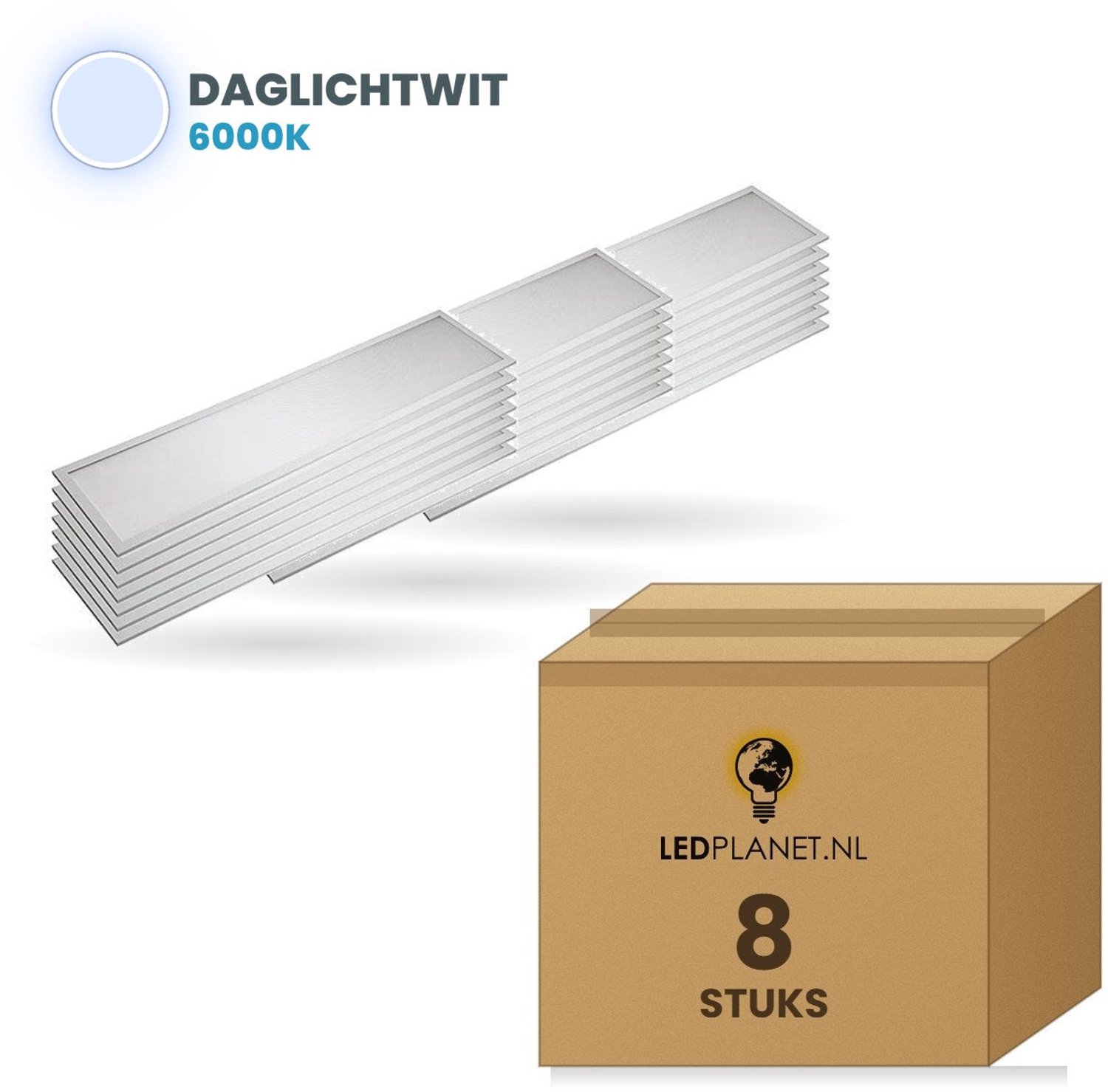 Tsong LED Paneel 300x1200 3960lm 36W - Daglichtwit 6000K - Sensor - Dimbaar - CRI80 - 8 stuks - 230V