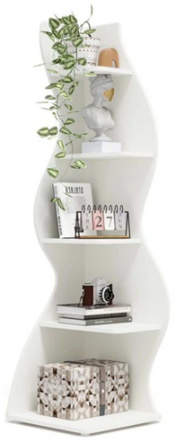 LabelOne Boekenkast - Opbergkast - Hoekkast - Hoekplank - 5 opbergplanken - 50x50x182,5 cm - modern - compact - functioneel - wit
